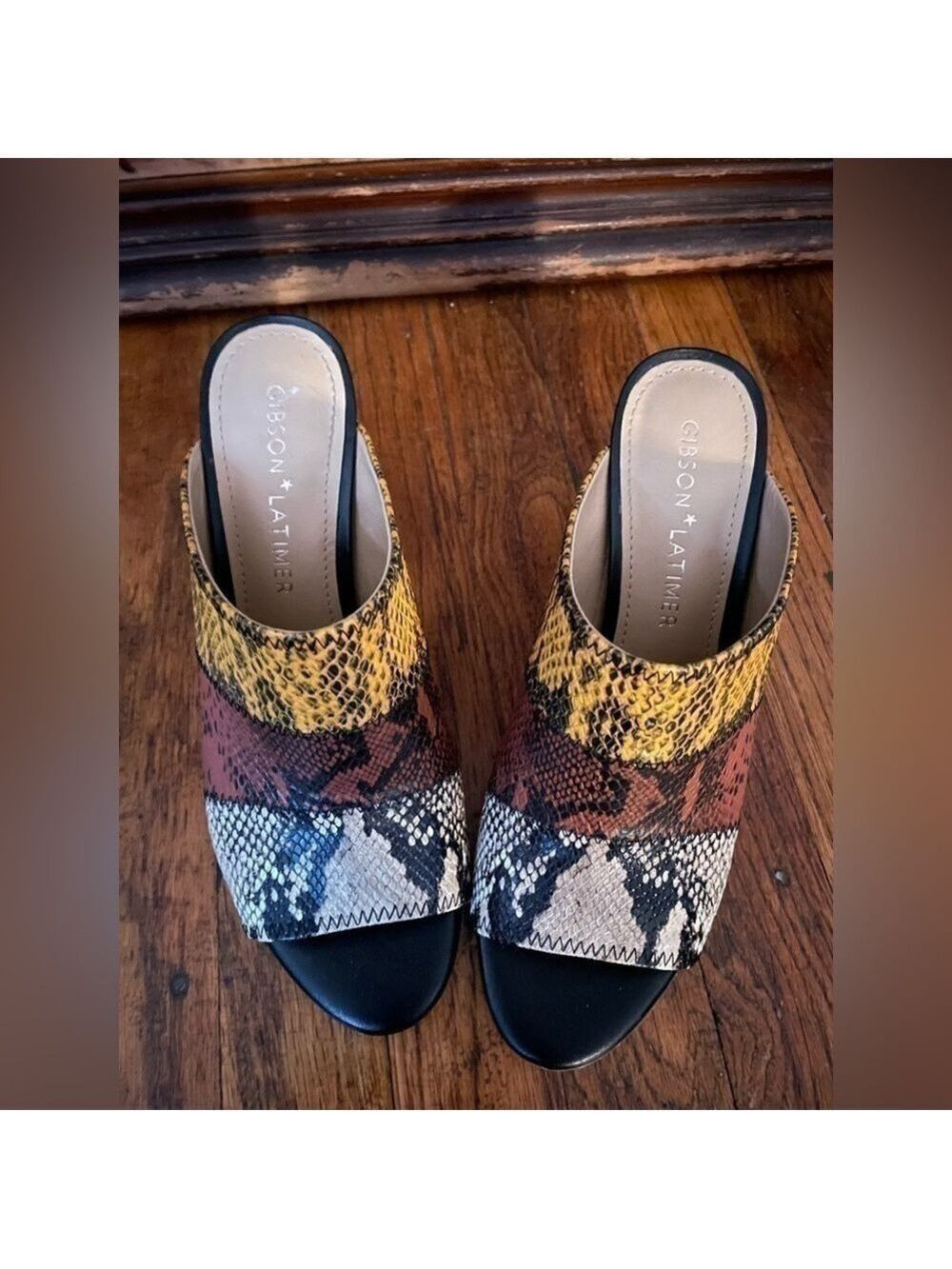 & Latimer Boho Snake Print Tri-Color Leather Mule - Size 9.5 - Picture 2 of 6